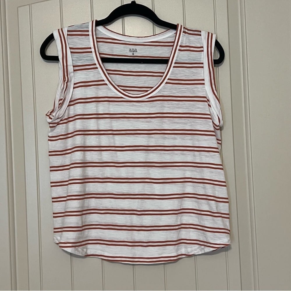 Women's Orange and White Striped Tank Top